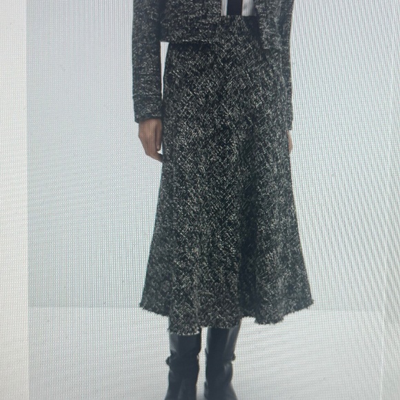 Mango Black/White Tweed Midi -Line Skirt sz XL - Picture 6 of 6